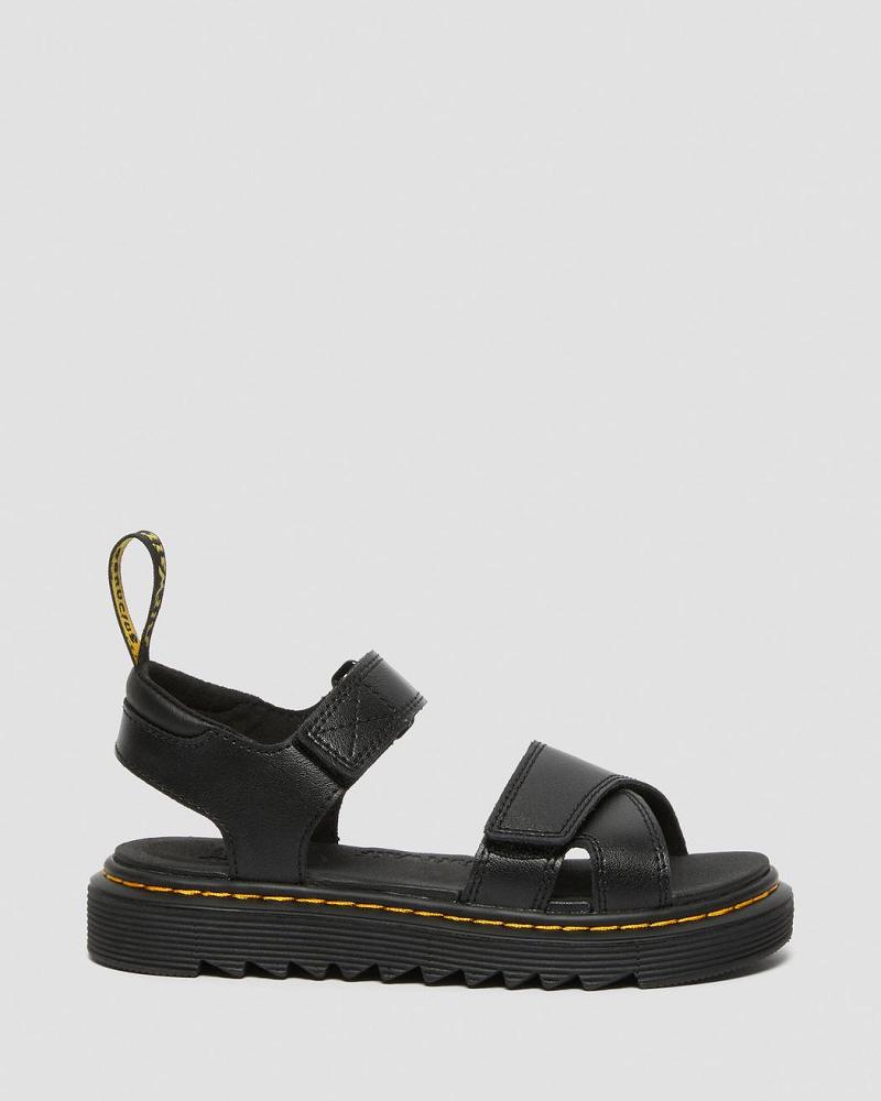 Dr Martens Junior Vossie Leren Sandalen Kinderen Zwart | NL 102GSO